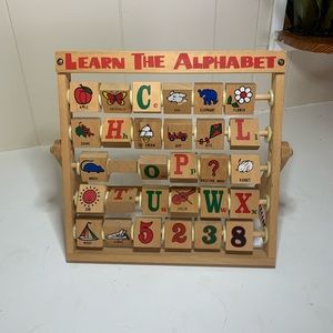 Vintage Wooden Turn N’ Learn Alphabet & Numbers Toy